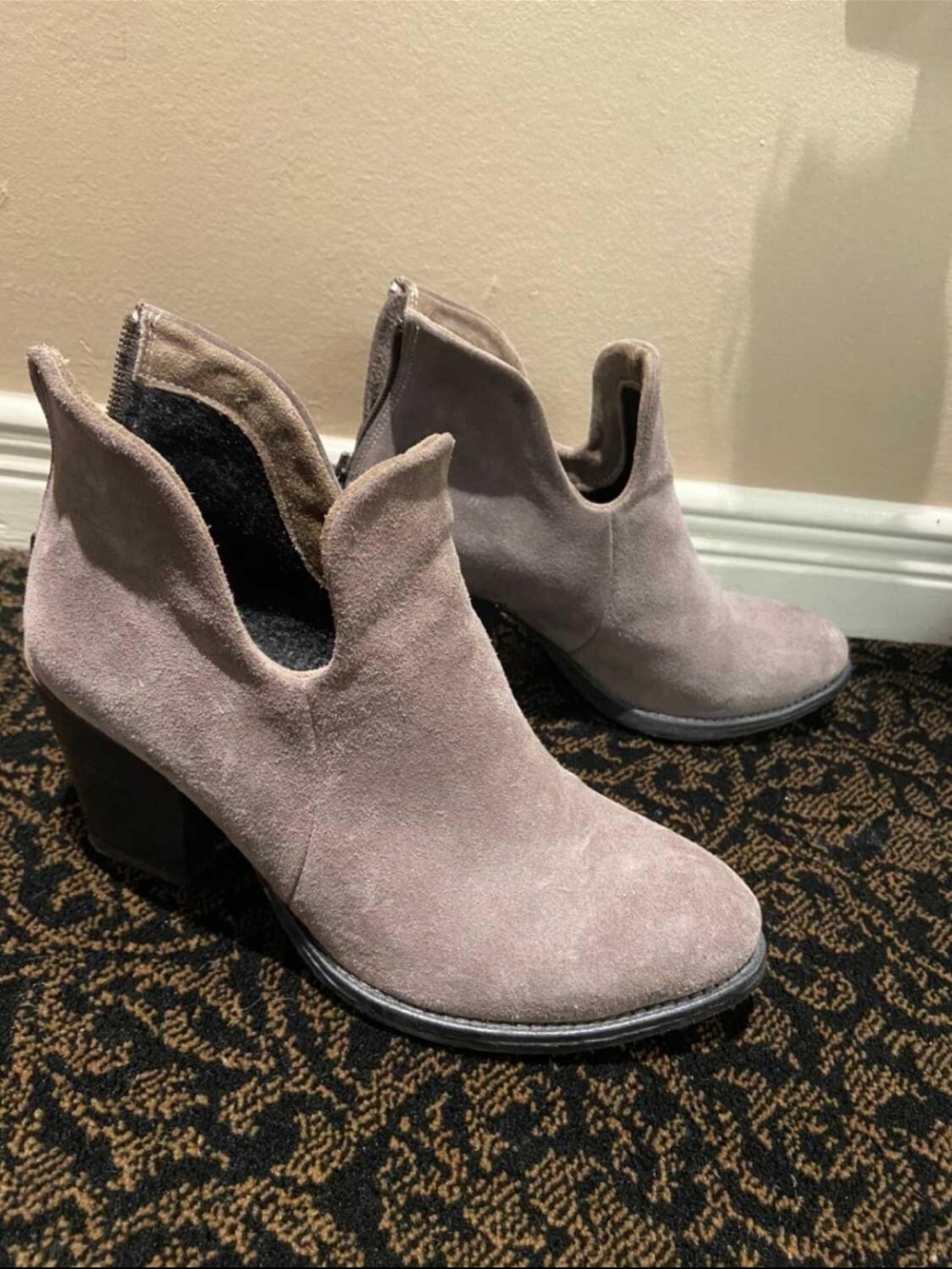Women's Taupe Suede Ankle Boots